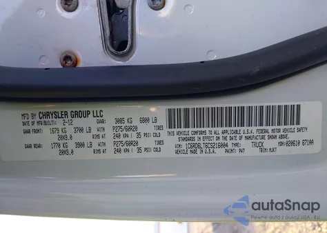 2012 Ram 1500 Slt из США, поврежденный, VIN 1C6RD6LT6CS216004